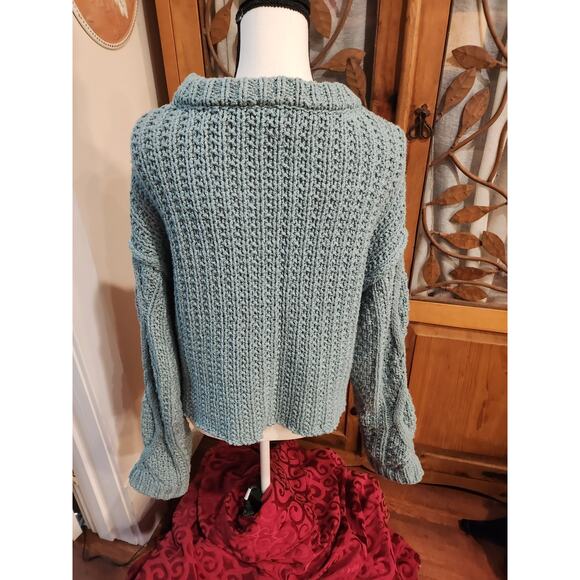 Free People Cable Sweater Knit in White Spruce, Size Large - Picture 4 of 10